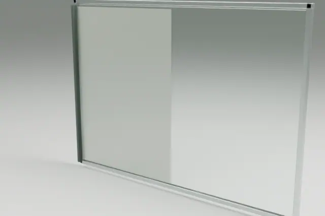 An animated squeegee moving across a glass surface